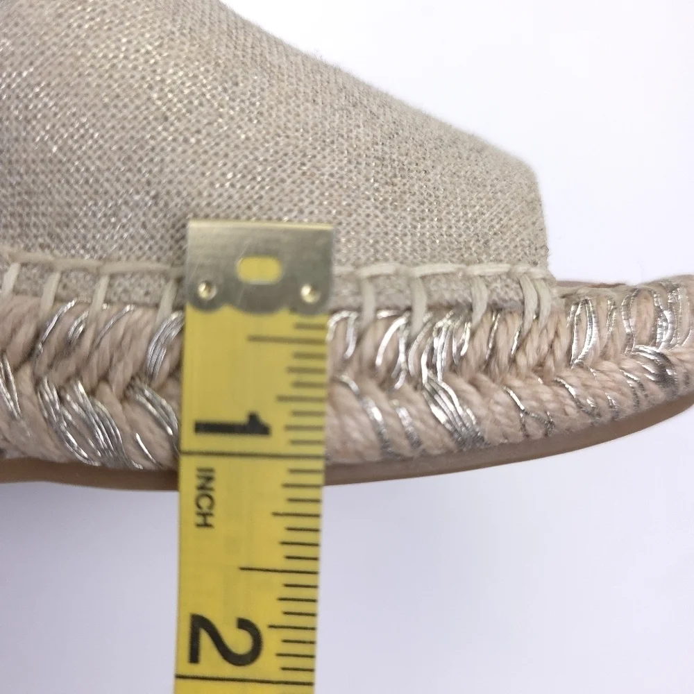 Lucky Brand Gorgeous Silver Weave Beige Espadrille Wedge Sandals Size 7½